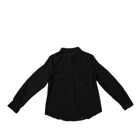 Ann Taylor Black Sheer Animal Print Lightweight Button Up Blouse Women's Size 8 - Picture 3 of 14